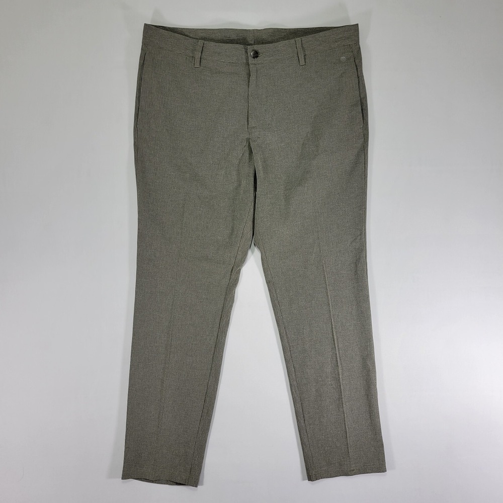 Addias Men's Re-Imagined Pants‎ Gray Checked Polyester Blend Size 35 x 30 NEW